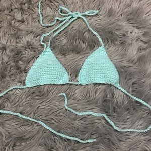 Small Mint Crocheted Women’s String Bikini Top